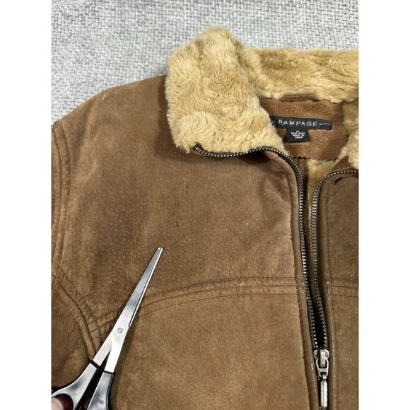 Y2K Vintage Rampage Jacket Womens Extra Large Brown Suede Shearling 90s Grunge - Picture 12 of 16